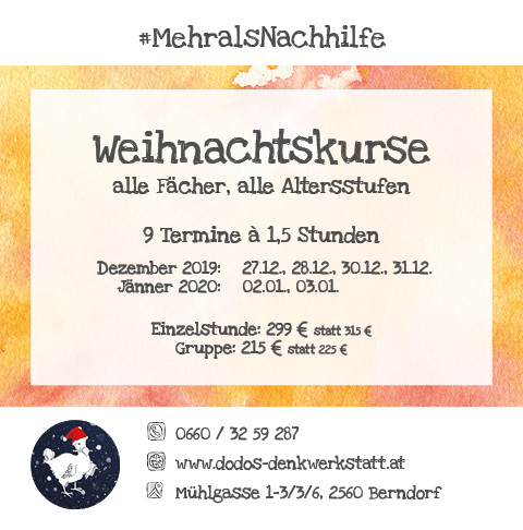 Weihnachtskurse Nachhilfekurse Dodos Denkwerkstatt